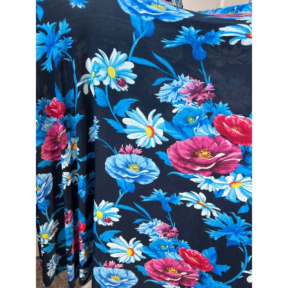 Floral Maxi Skirt Blue Red Black Bohemian Casual Summer Womens Size Small - Picture 5 of 8